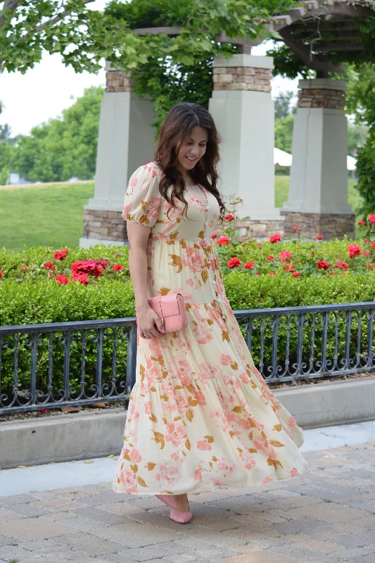 Finley Cream Floral Maxi Dress