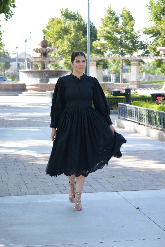 Florence Black Eyelet Cotton Dress