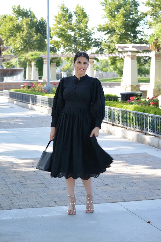 Florence Black Eyelet Cotton Dress