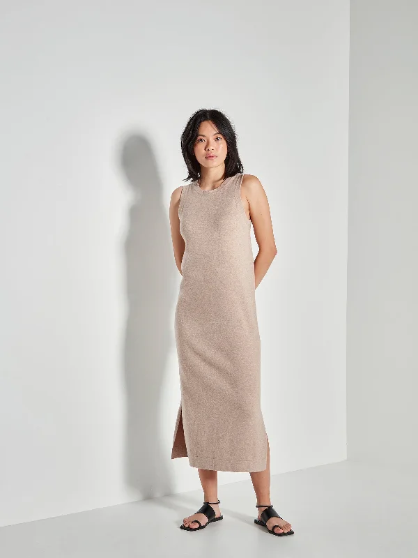 JHL Split Tank Dress (Cotton Cashmere) Biscuit Marle