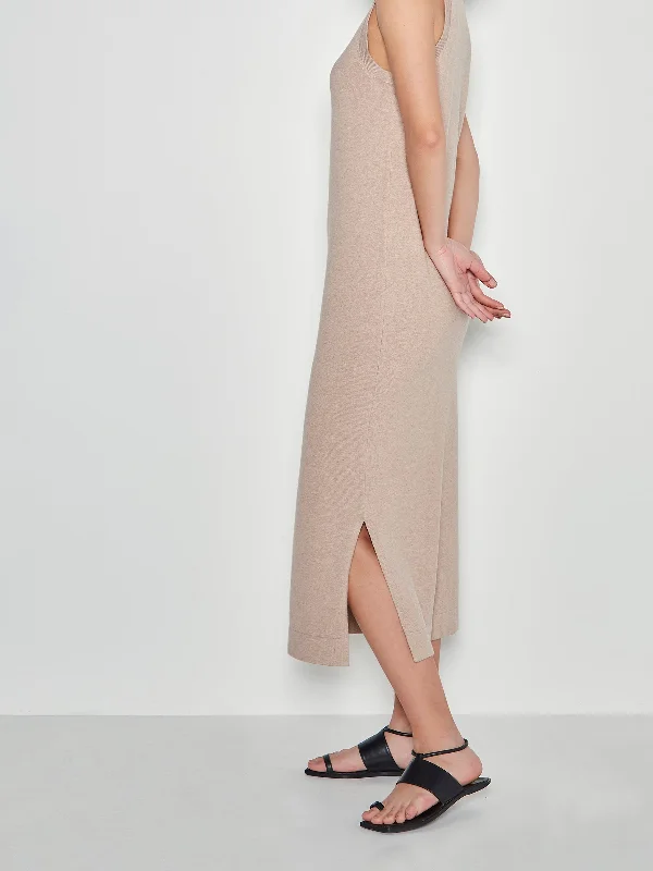 JHL Split Tank Dress (Cotton Cashmere) Biscuit Marle