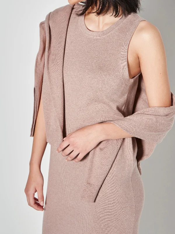 JHL Split Tank Dress (Cotton Cashmere) Rosewood Marle