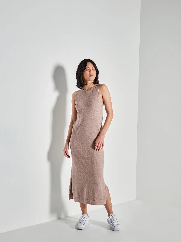 JHL Split Tank Dress (Cotton Cashmere) Rosewood Marle