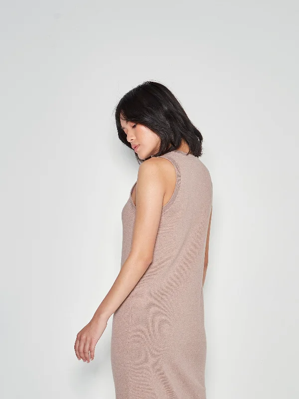 JHL Split Tank Dress (Cotton Cashmere) Rosewood Marle