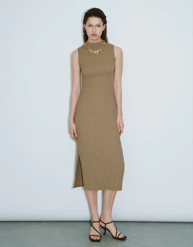 Stand Collar Straight Knitted Dress