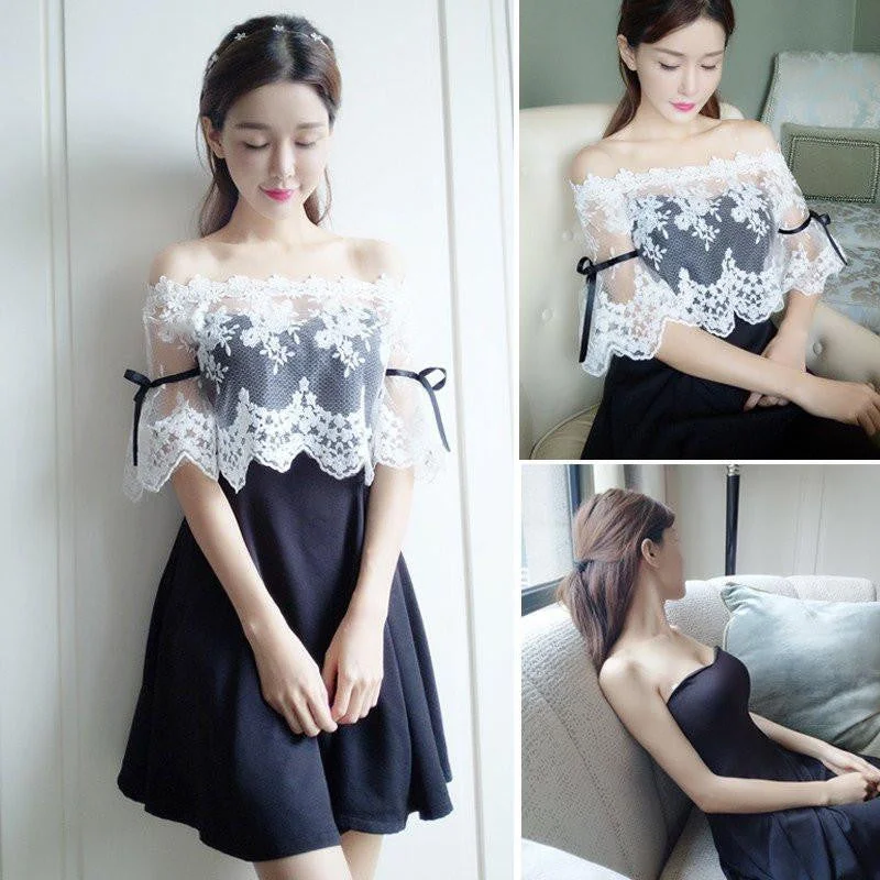 Sweet Lace Off Shoulder Dress  YV16031