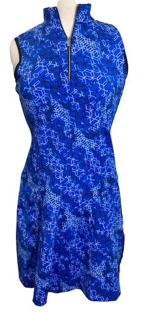 Tail Blue & Black Patterned Sleeveless Dress Size S  MSP$89