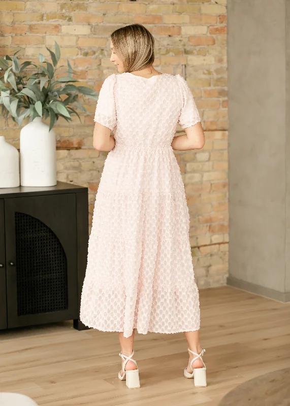 Textured Smocked Bodice Midi Dress