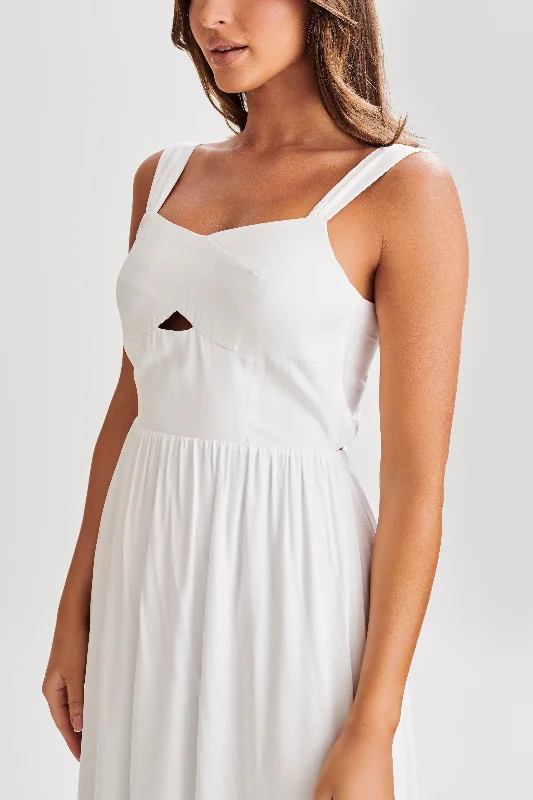 Thandi Midi Dress With Back Tie - White