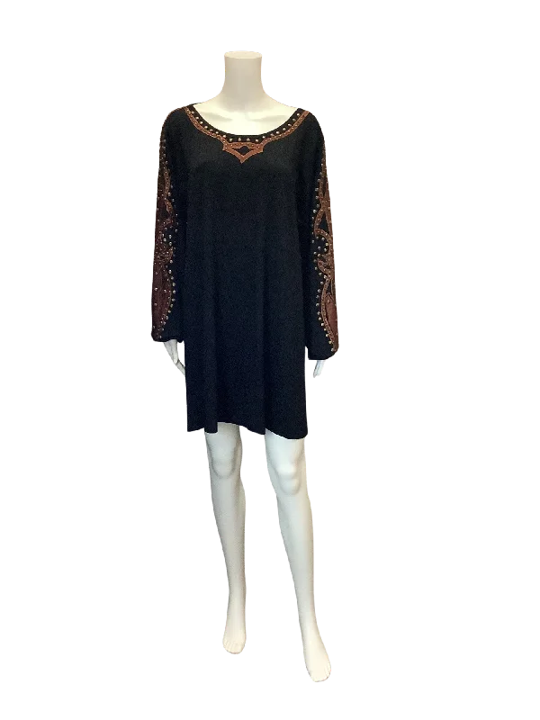 Vintage Collection Women's Dress Black Studded Embroidered Size: XL