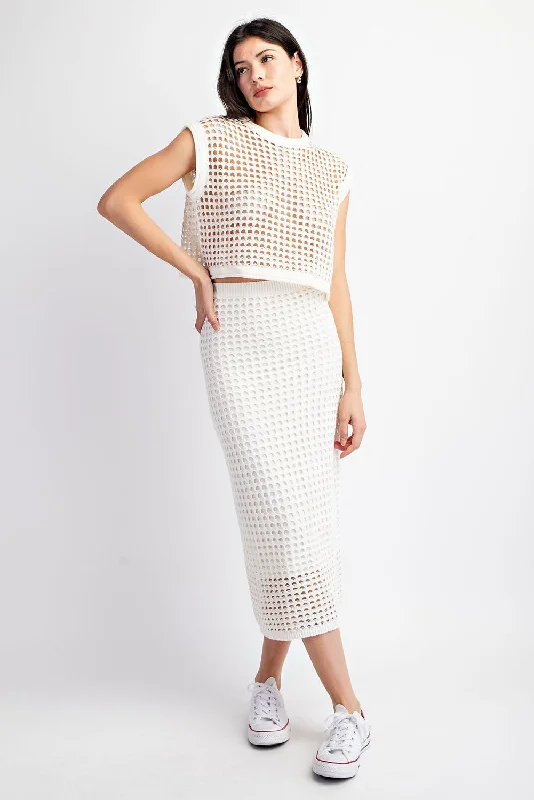 Woven Way Crochet Set Skirt and Crop Top in White