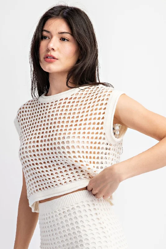 Woven Way Crochet Set Skirt and Crop Top in White