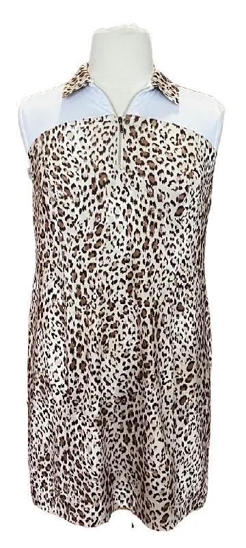 Zenergy Ivory & Brown Animal Print Golf Dress Size L