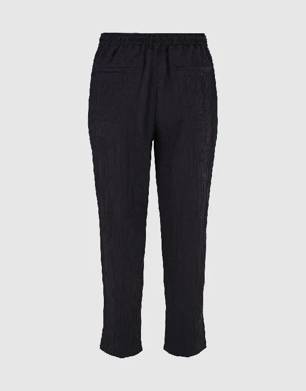 Drawstring Waist Textured Straight Pants