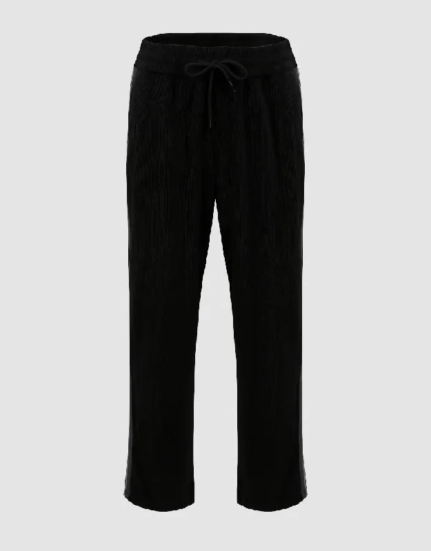 Drawstring Waist Wide-Leg Pants