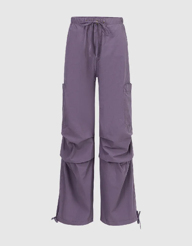 Drawstring Waist Wide-Leg Pants