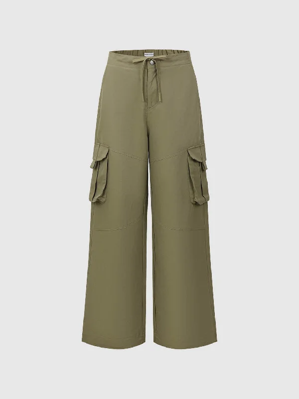 Drawstring Waist Wide-Leg Pants