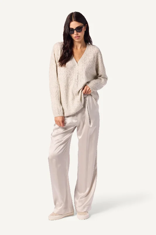 EMERSON HIGH RISE PLEATED SILK PANT | BLIZZARD