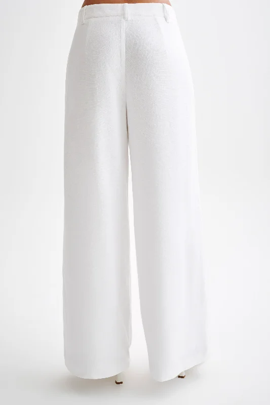 Franca Linen Wide Leg Pant - White