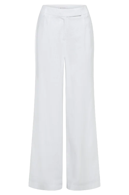 Franca Linen Wide Leg Pant - White