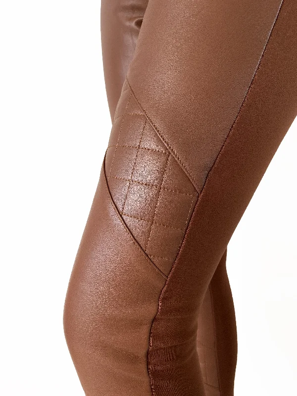 Leather Front Quilted Ponti Pants