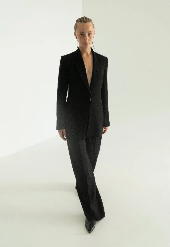 Polunochnik Black Viscose Trousers