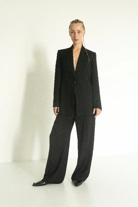 Polunochnik Black Viscose Trousers