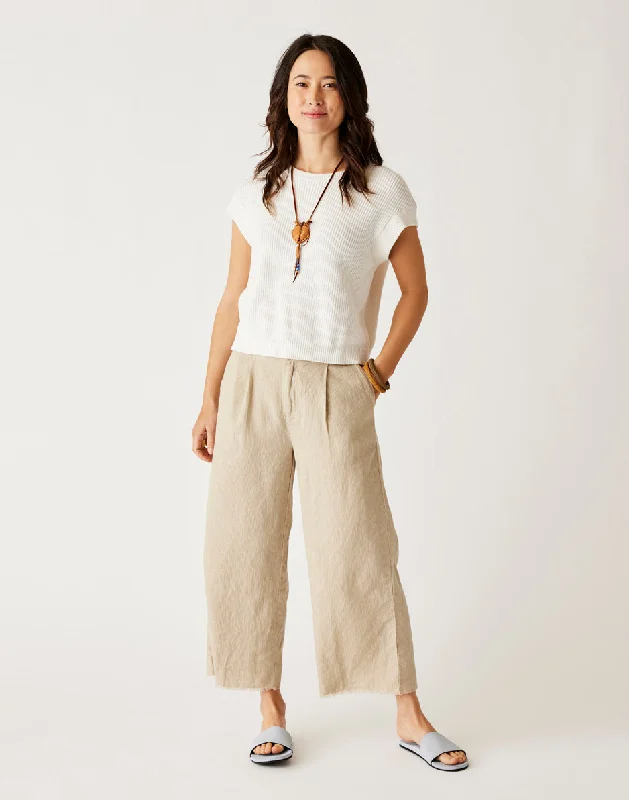 Suki Linen Pant: Lt. Khaki Stripe