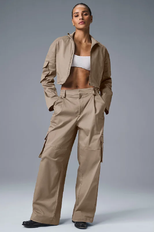 High-Waist Night Out Cargo Trouser - Gravel