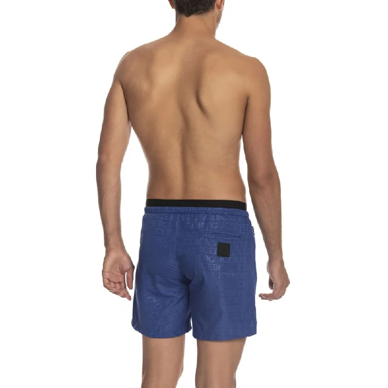 Blue Polyester Swimwear