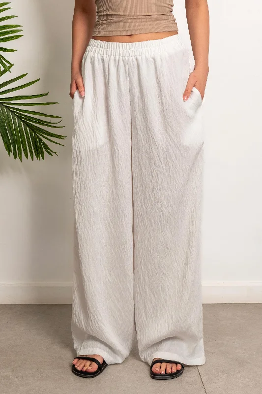 Boho White Linen Pants - Aida