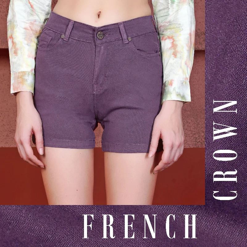 Byzantium Purple Women Denim Shorts