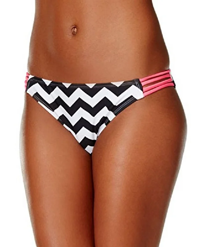 Hula Honey Juniors' Strappy Chevron Bikini Bottom, Black/White, L