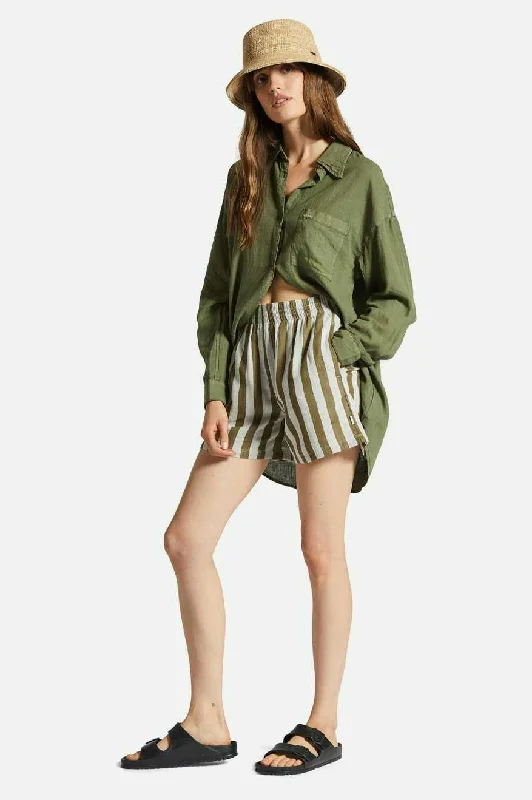 Mykonos Stripe Boxer Short - Military Olive