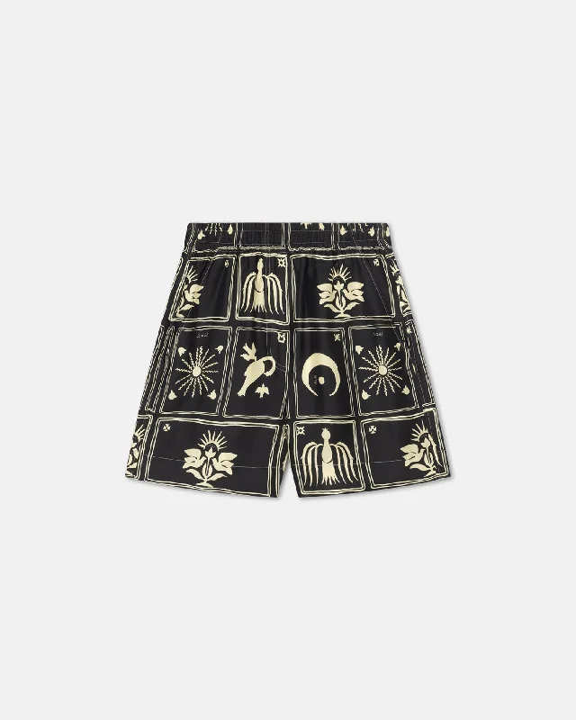 Exter - Printed Silk-Twill Boxer Shorts - Folk Art Black