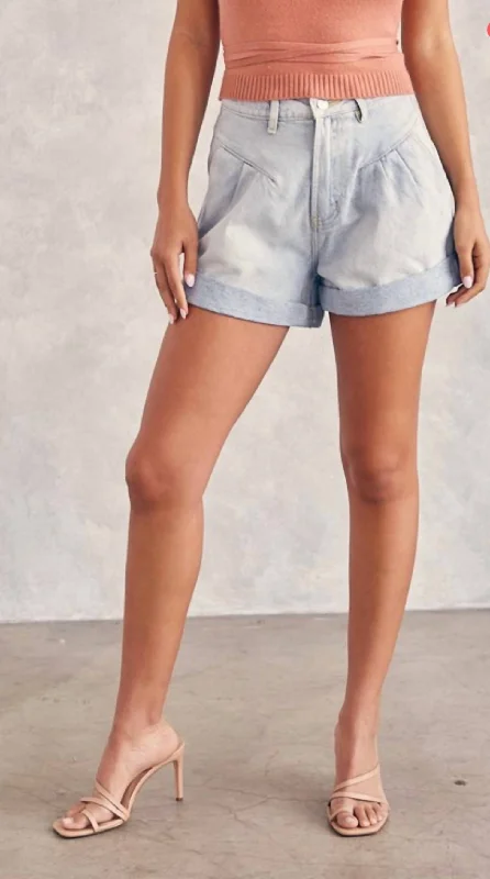 Rolled Denim Short In Blue