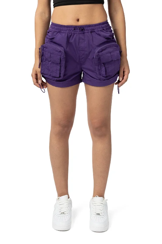 Utility Shirring Shorts - Purple