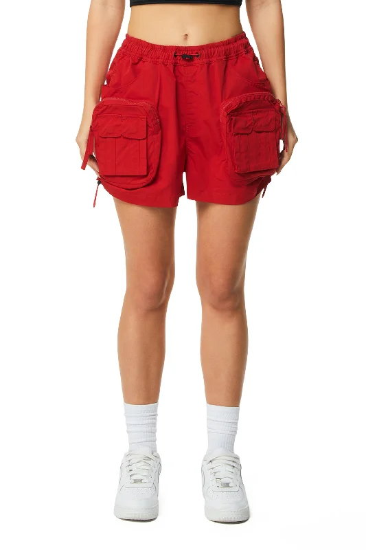 Utility Shirring Shorts - True Red