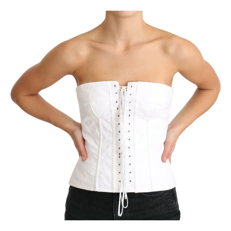 Dolce & Gabbana Elegant White Strapless Corset Top