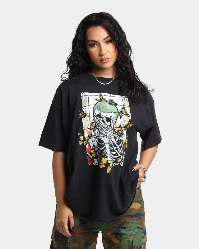 Goat Crew Green Skeleton Vintage T-Shirt Washed Black