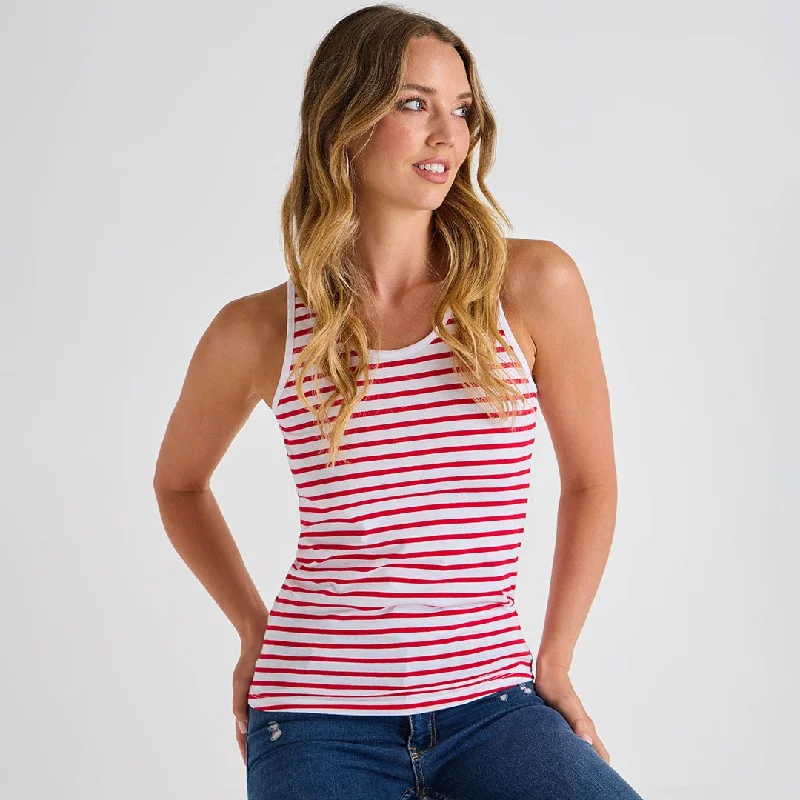 Ladies Red Striped Vest