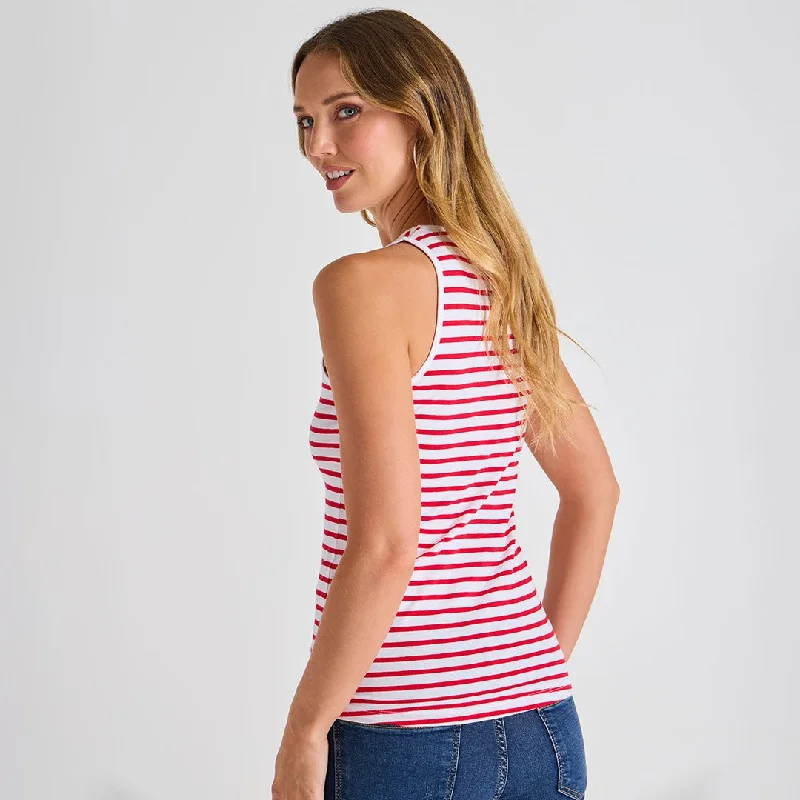 Ladies Red Striped Vest