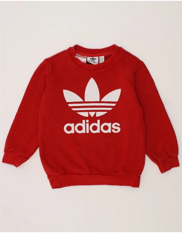 ADIDAS Boys Graphic Sweatshirt Jumper 3-4 Years Red Cotton