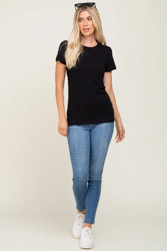 Black Basic Crew Neck Tee