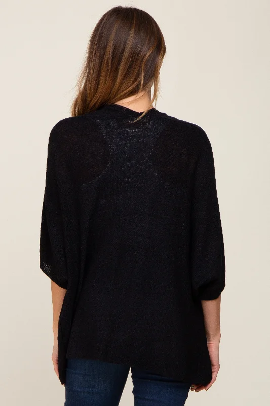 Black Dolman Short Sleeve Cardigan