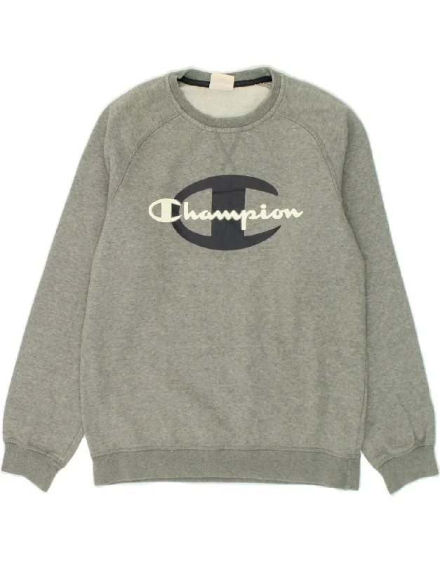 CHAMPION Boys Graphic Sweatshirt Jumper 13-14 Years XL  Grey Cotton