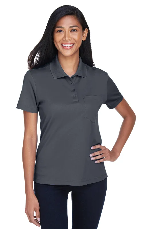 Core 365 Womens Origin Performance Moisture Wicking Short Sleeve Polo Shirt w/ Pocket - Carbon Grey