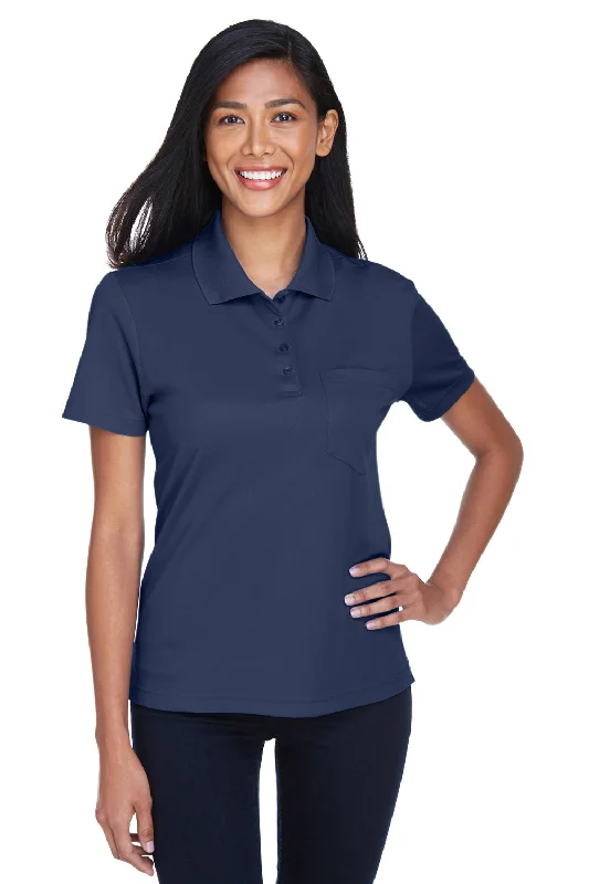 Core 365 Womens Origin Performance Moisture Wicking Short Sleeve Polo Shirt w/ Pocket - Classic Navy Blue