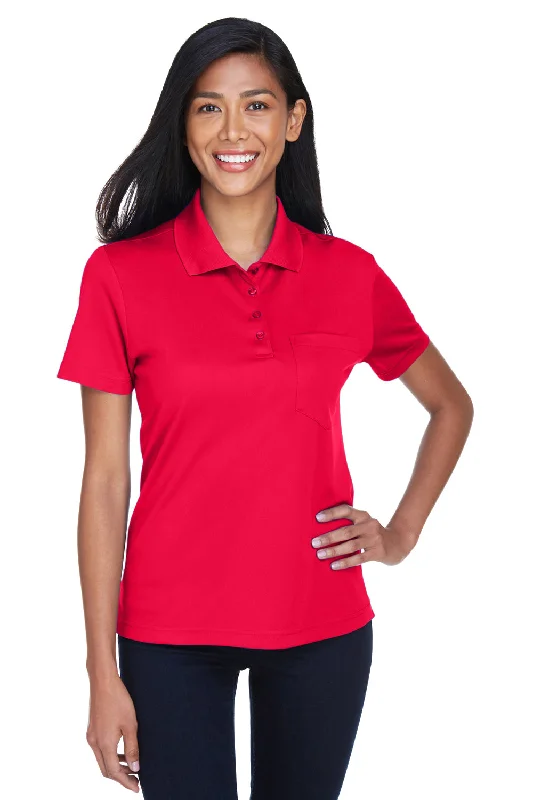 Core 365 Womens Origin Performance Moisture Wicking Short Sleeve Polo Shirt w/ Pocket - Classic Red