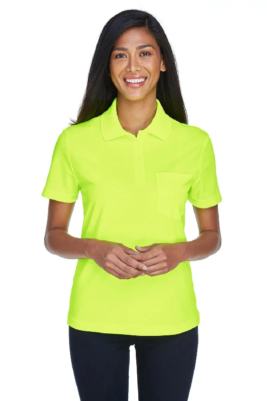 Core 365 Womens Origin Performance Moisture Wicking Short Sleeve Polo Shirt w/ Pocket - Safety Yellow